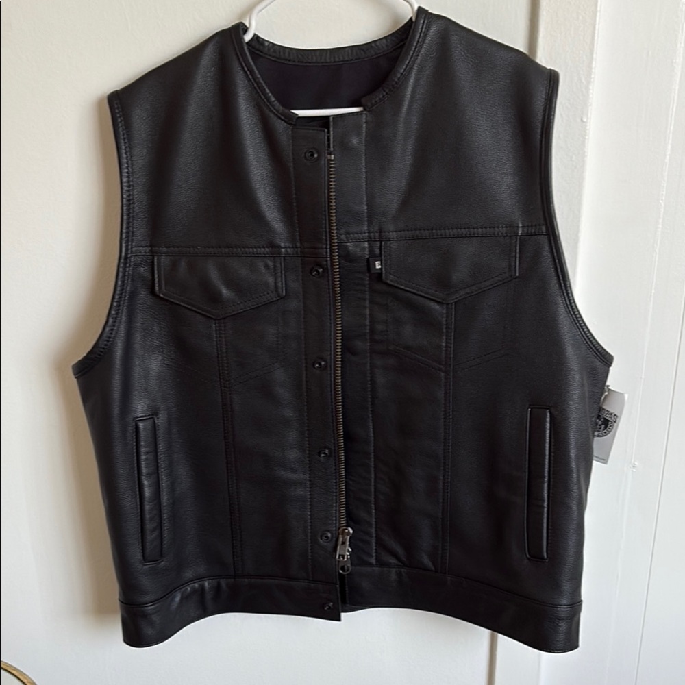 Black Denim Vest Zip-Up Sleeveless Jacket